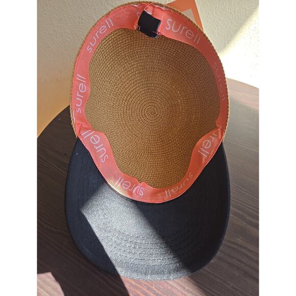 Surell Women Paper/Straw Baseball Cap New With Tags Black Visor - Picture 6 of 7